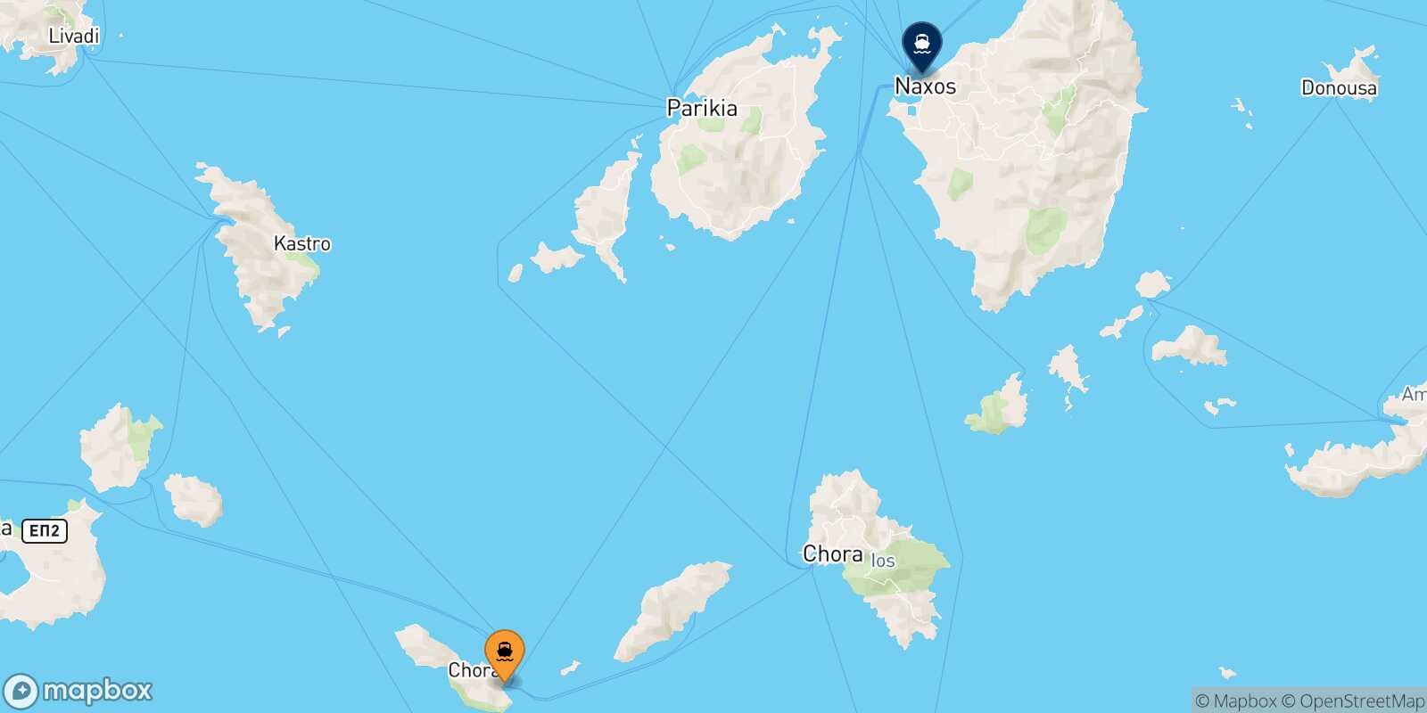 Mapa de la ruta Folegandros Naxos