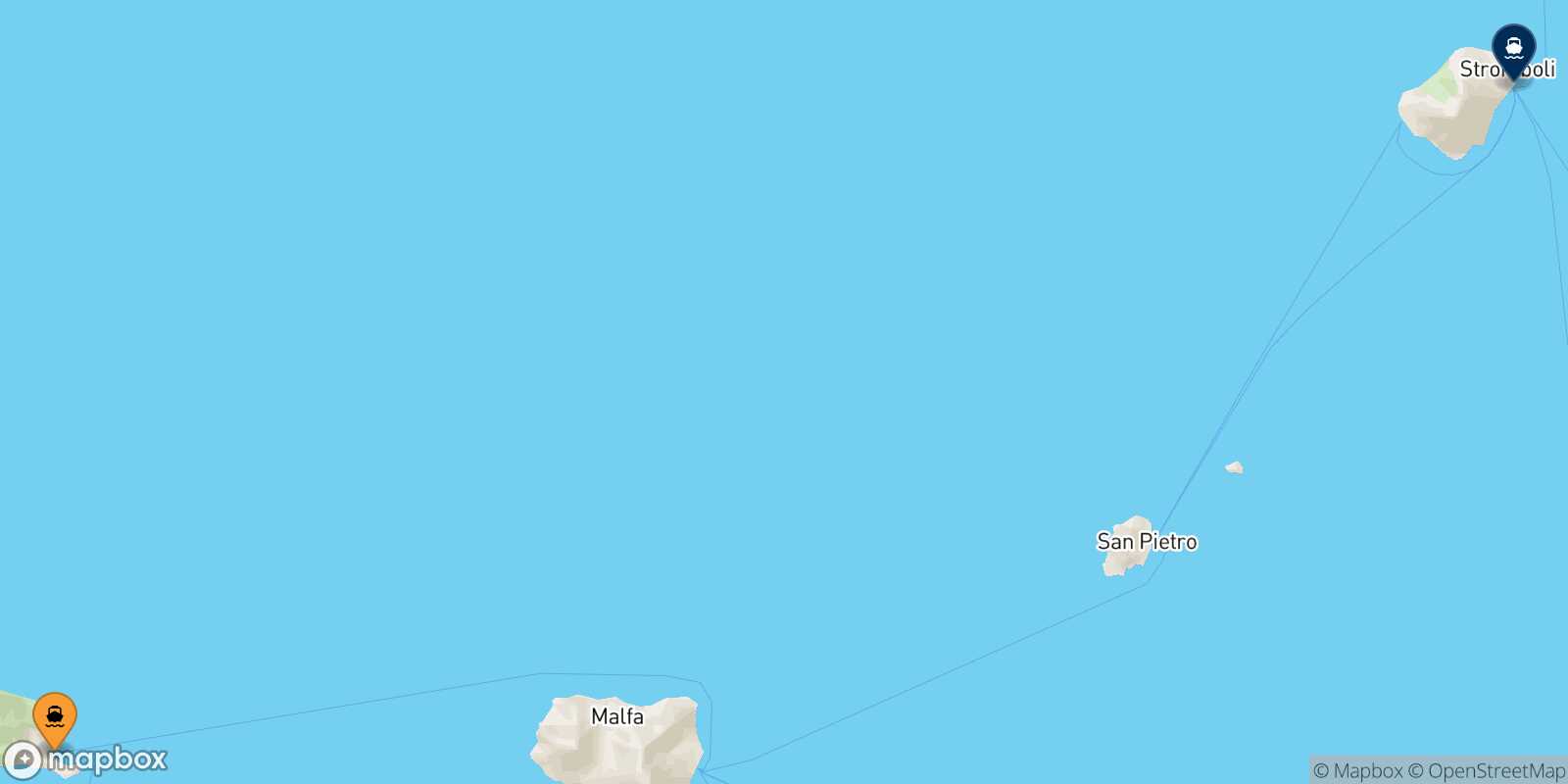 Mapa de la ruta Filicudi Stromboli