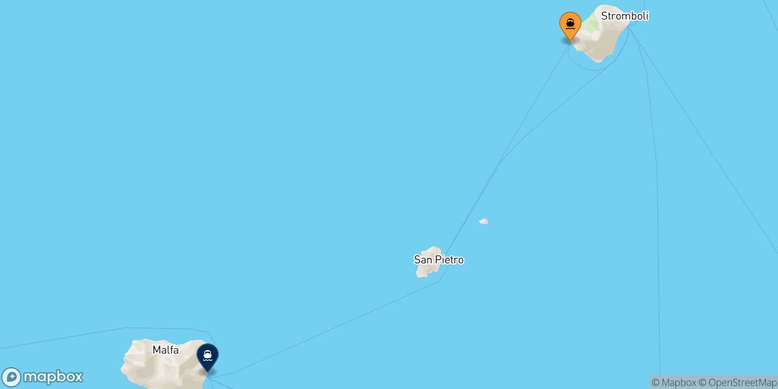 Mapa de la ruta Ginostra (Stromboli) Santa Marina (Salina)