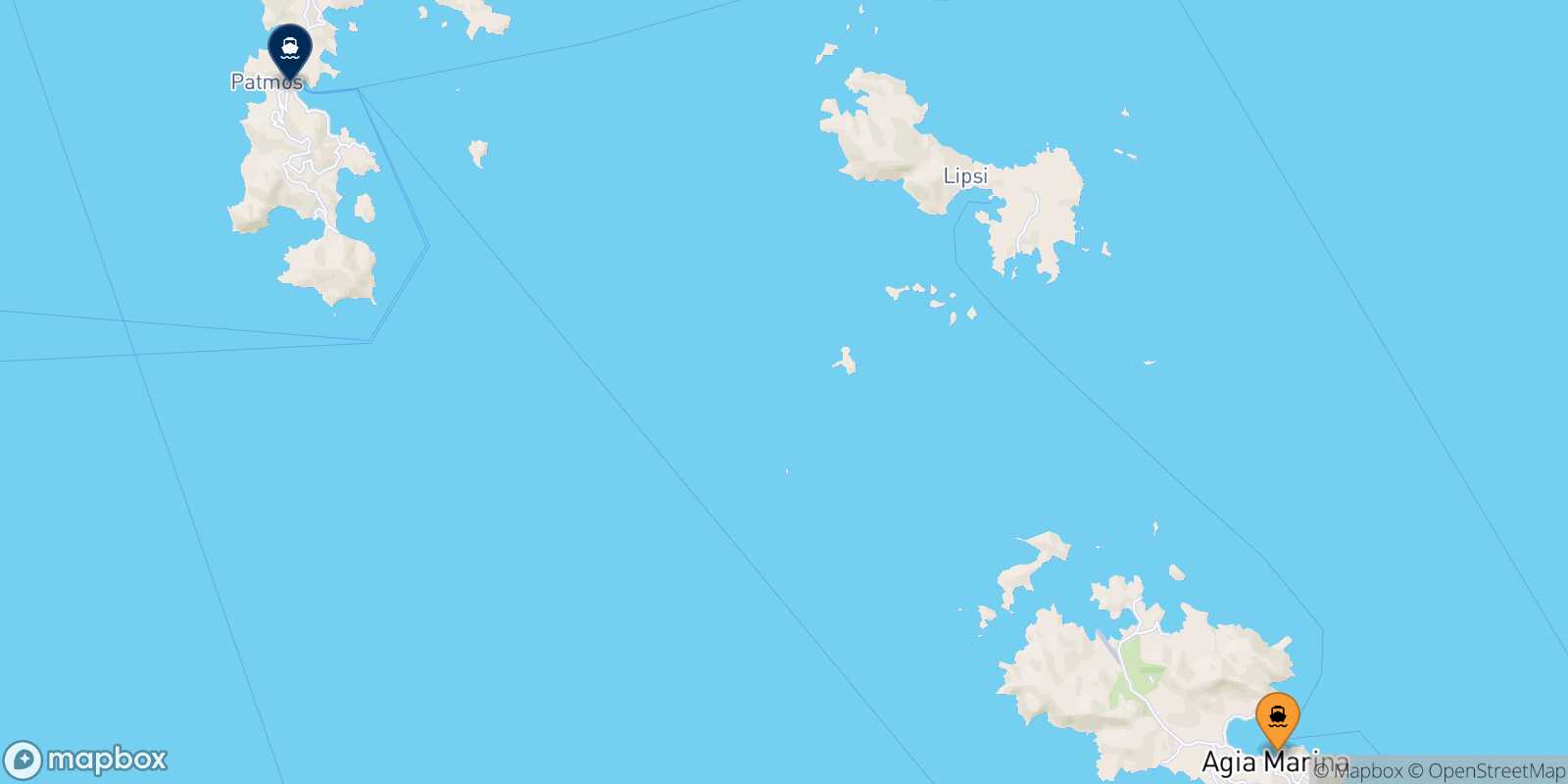 Mapa de la ruta Leros Patmos