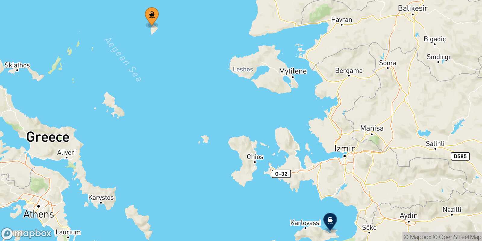 Mapa de la ruta Agios Efstratios Vathi (Samos)