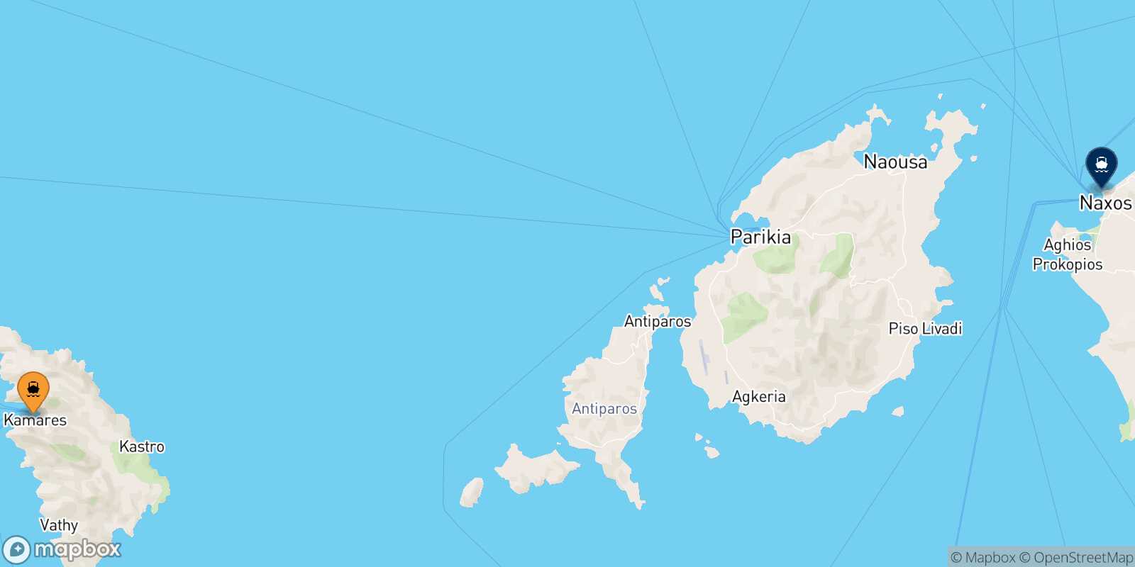 Mapa de la ruta Sifnos Naxos
