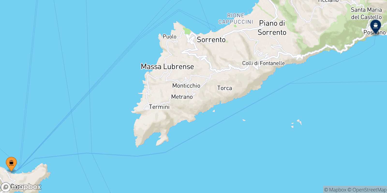 Mapa de la ruta Capri Positano