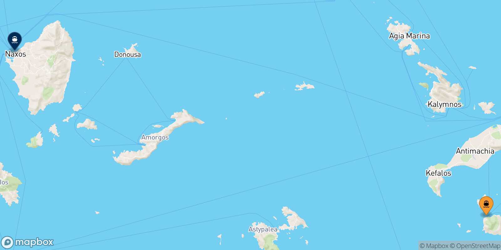 Mapa de la ruta Nisyros Naxos