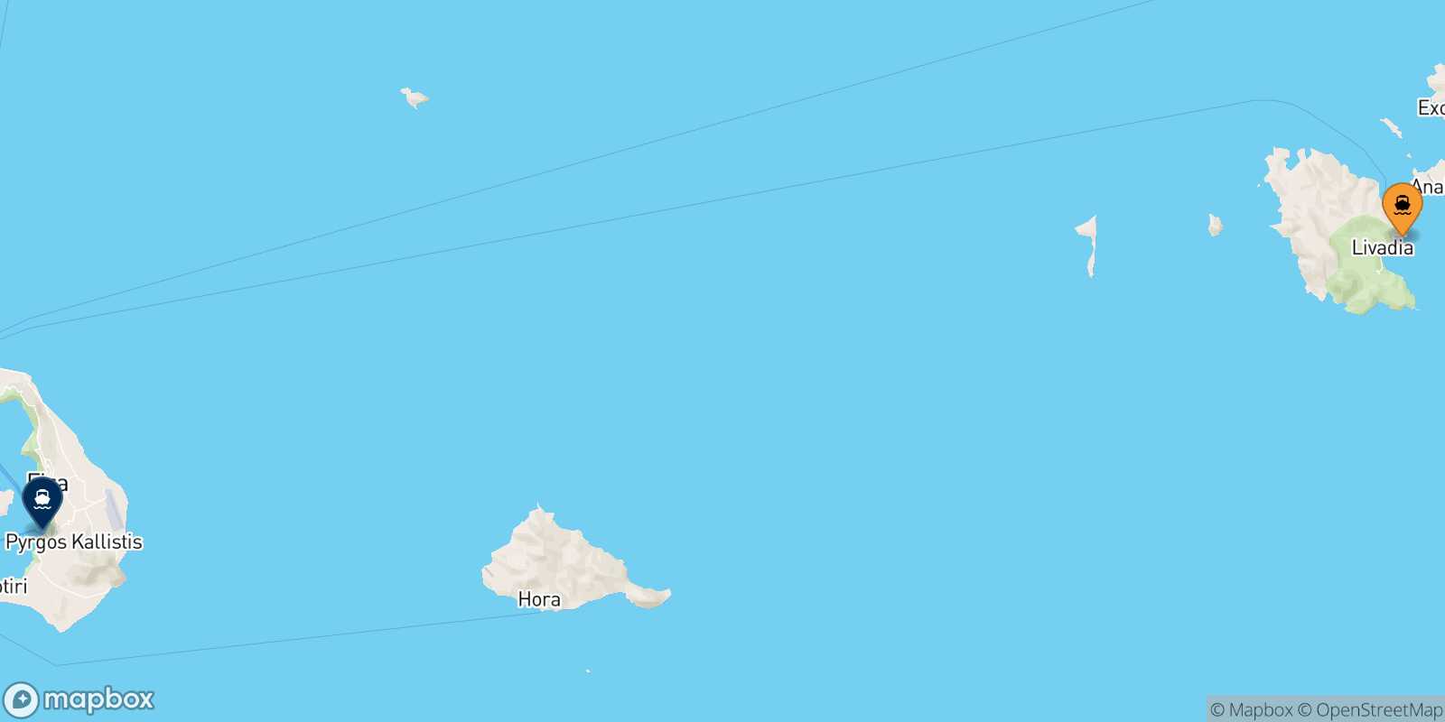 Mapa de la ruta Astipalea Santorini