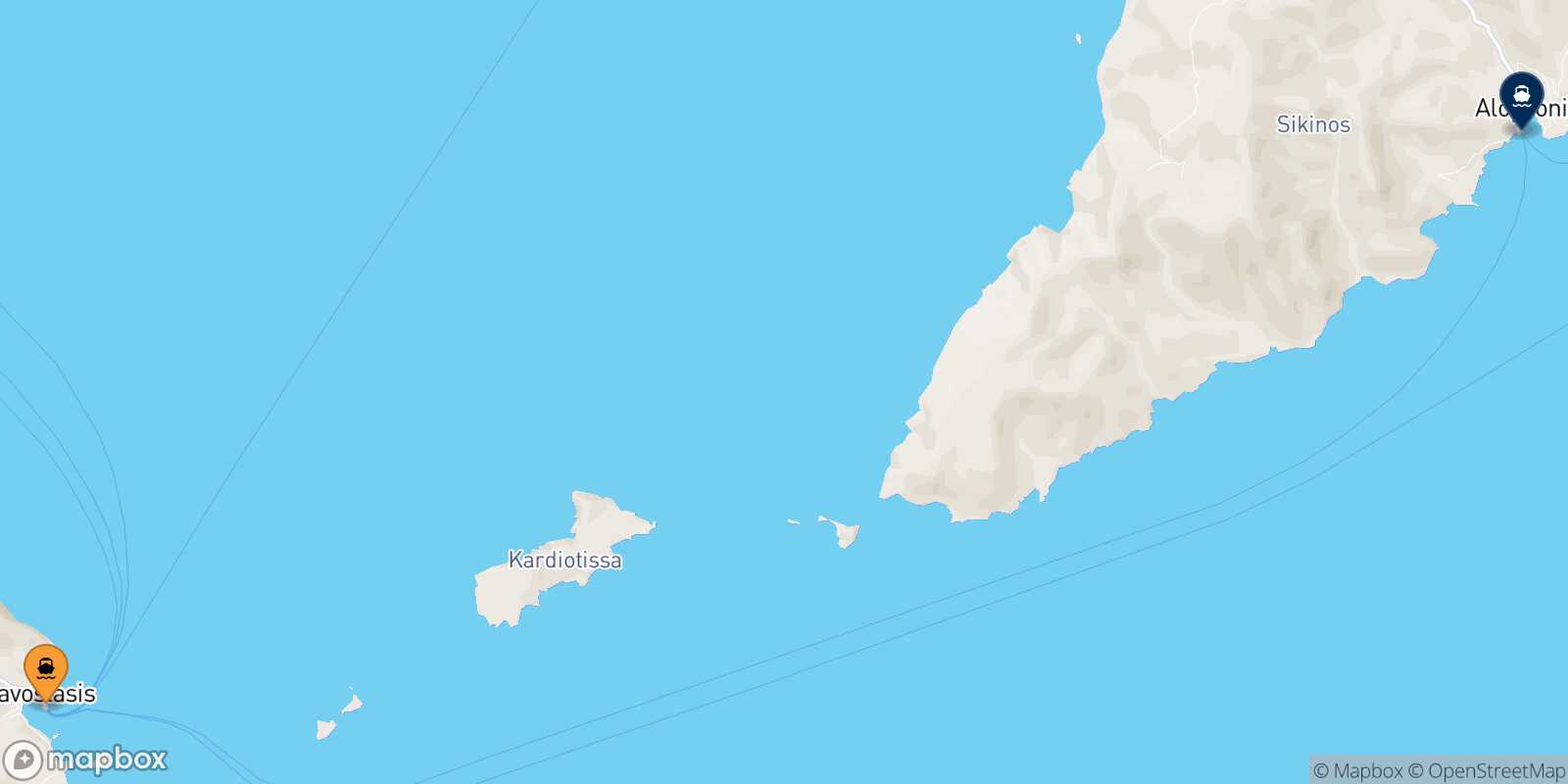 Mapa de la ruta Folegandros Sikinos
