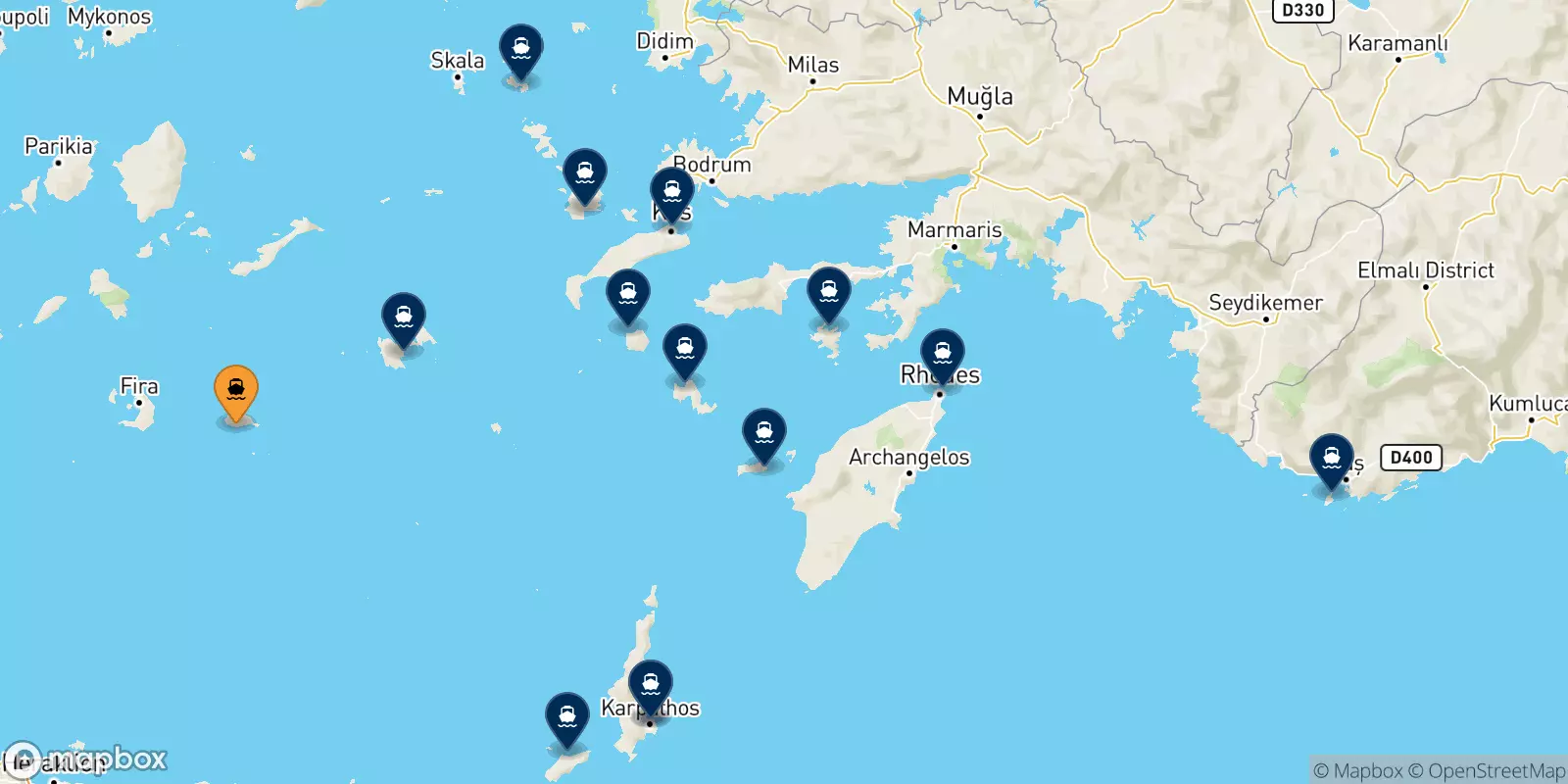 Ferries de Anafi a Dodecaneso