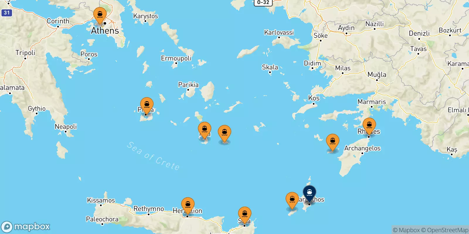 Ferries de Grecia a Diafani (Karpathos)