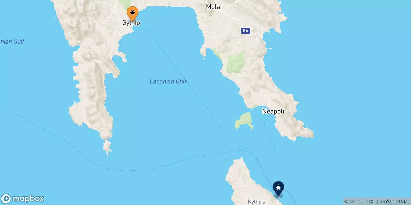 Ferries de Gythio a Kythira