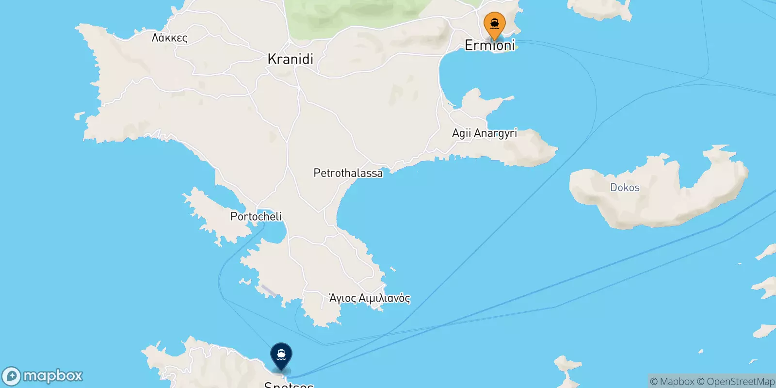 Ferries de Hermioni a Spetses