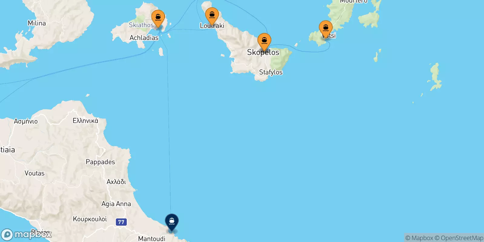 Ferries de Islas Espóradas a Mantoudi (Evia)