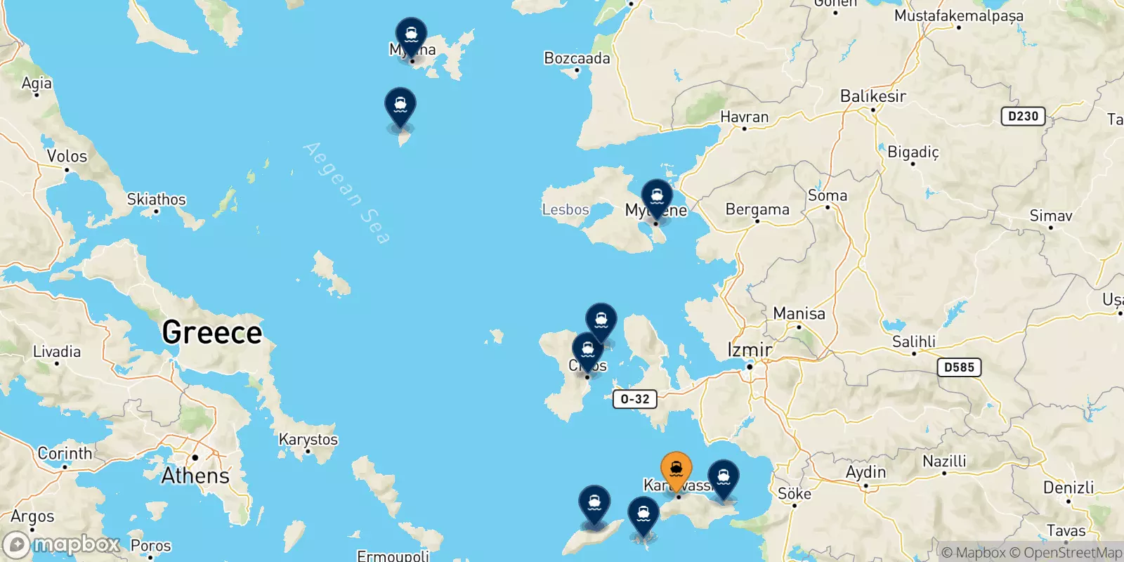 Ferries de Karlovassi (Samos) a Islas Del Egeo