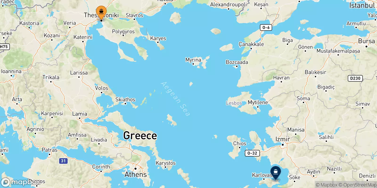 Ferries de Salónica a Vathi (Samos)