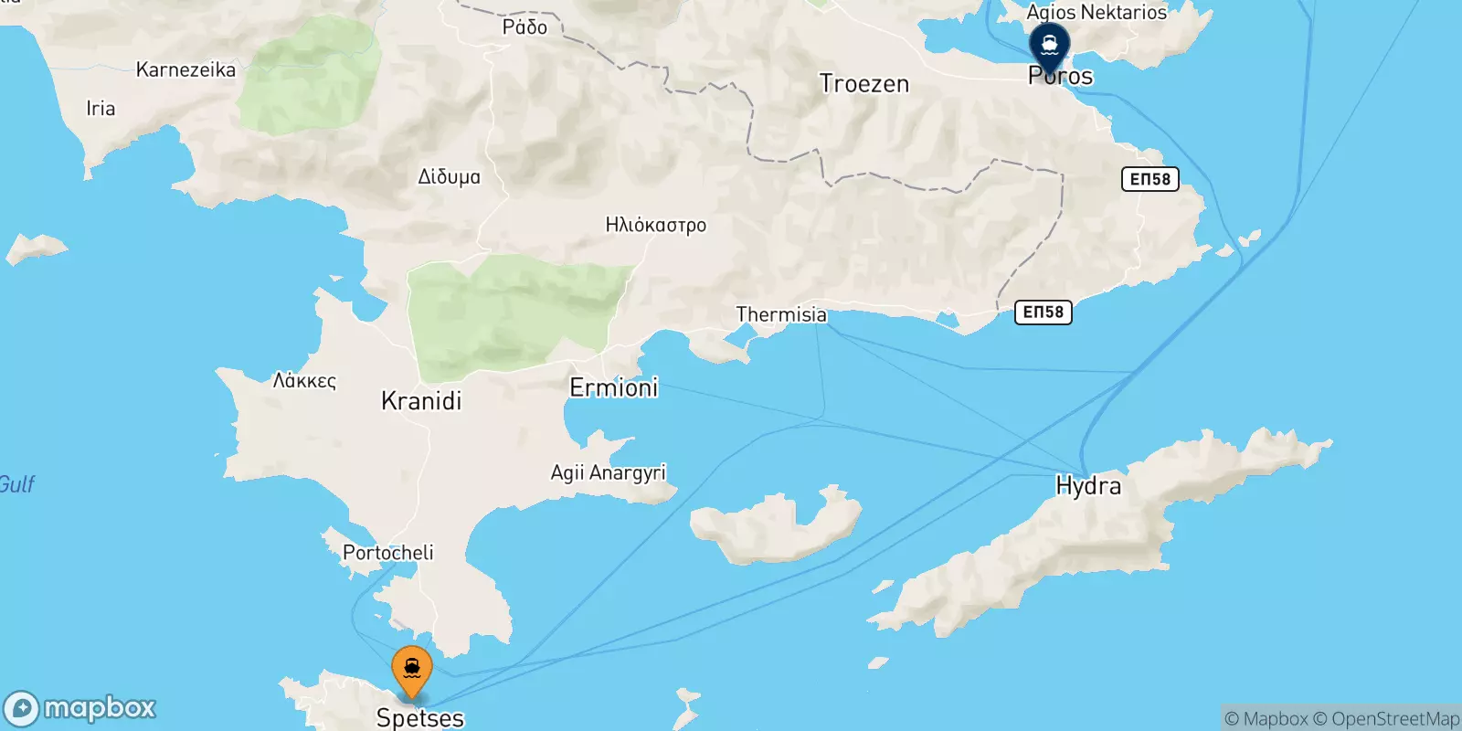 Ferries de Spetses a Hydra