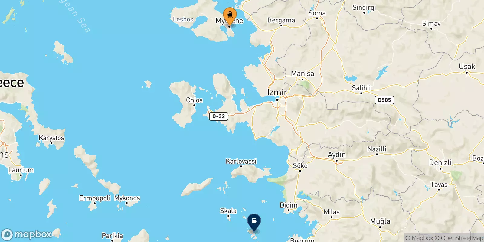 Ferries de Mytilene (Lesvos) a Leros