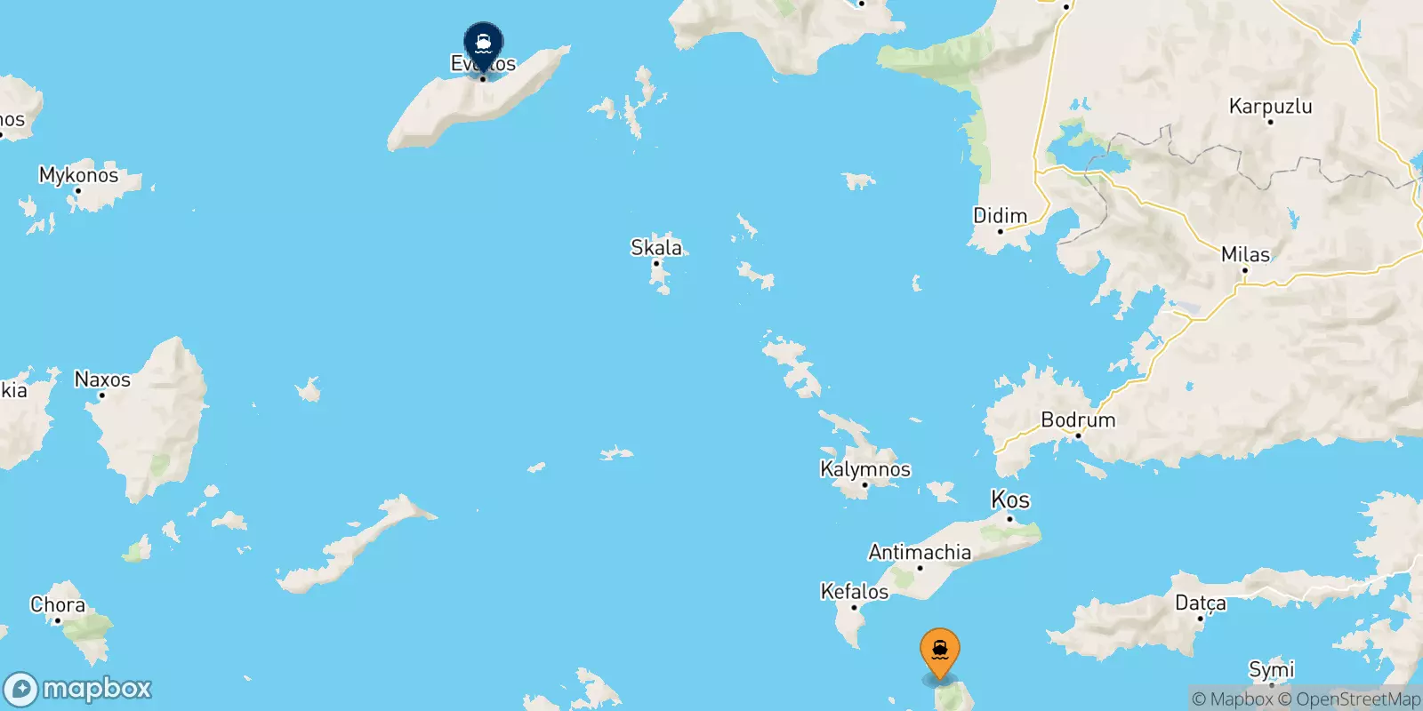 Ferries de Nisyros a Agios Kirikos (Ikaria)