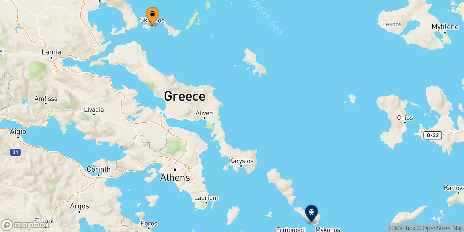 Ferries de Islas Espóradas a Tinos