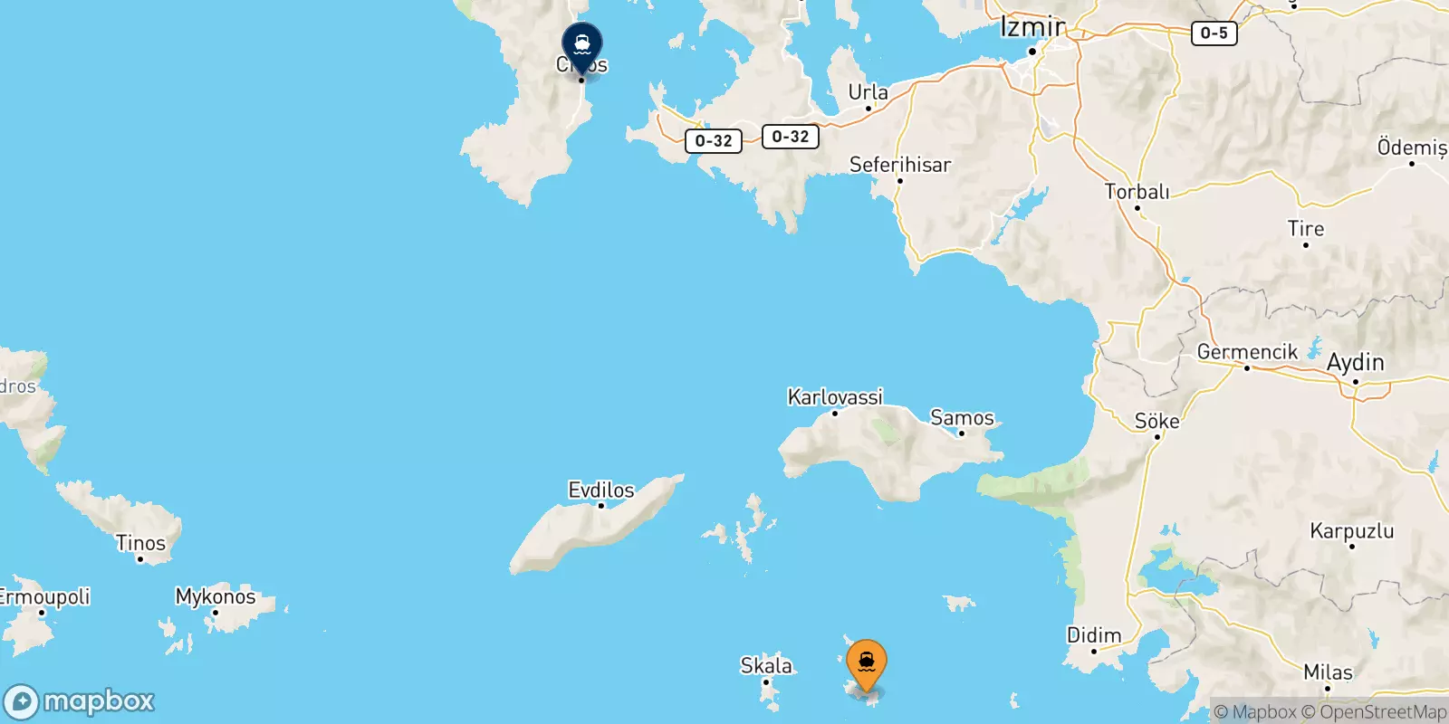 Ferries de Lipsi a Quios